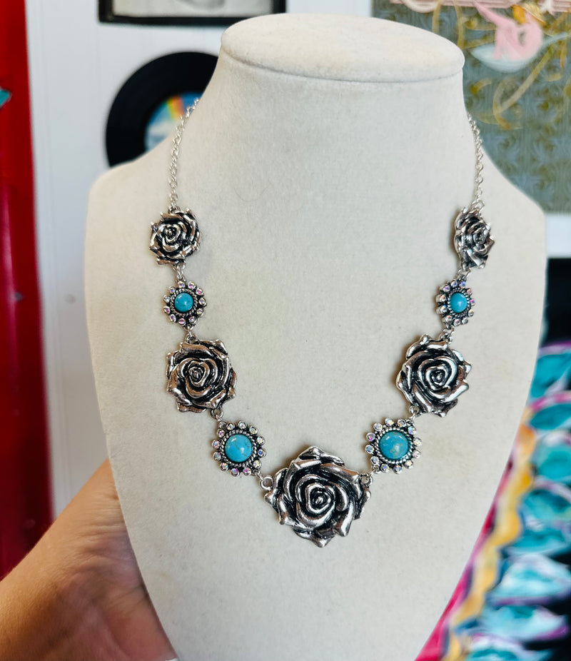 Turquoise Rose Necklace