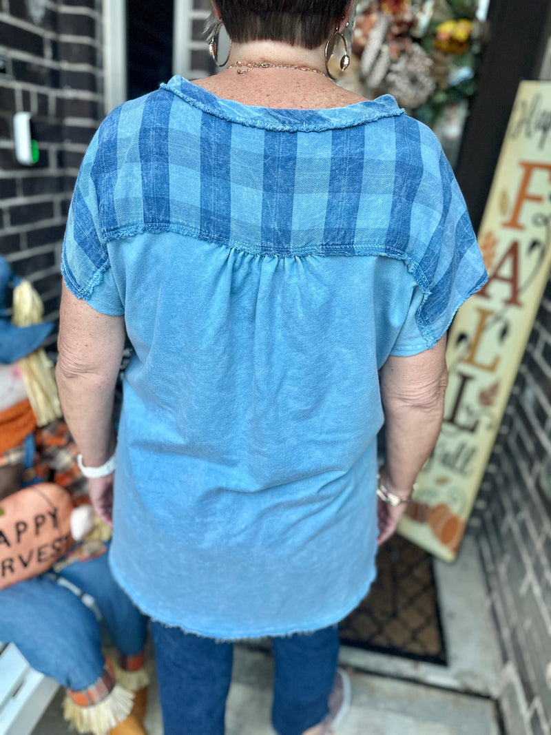 Mineral Wash Denim Top