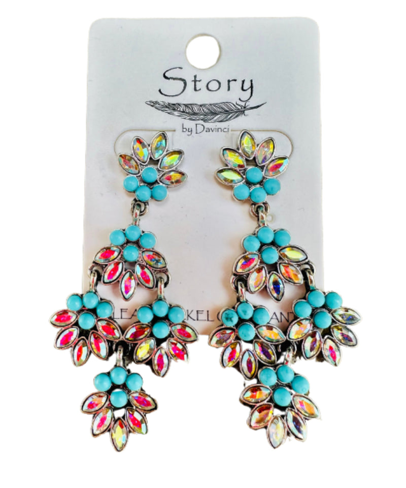 Turquoise & AB Stone Earrings