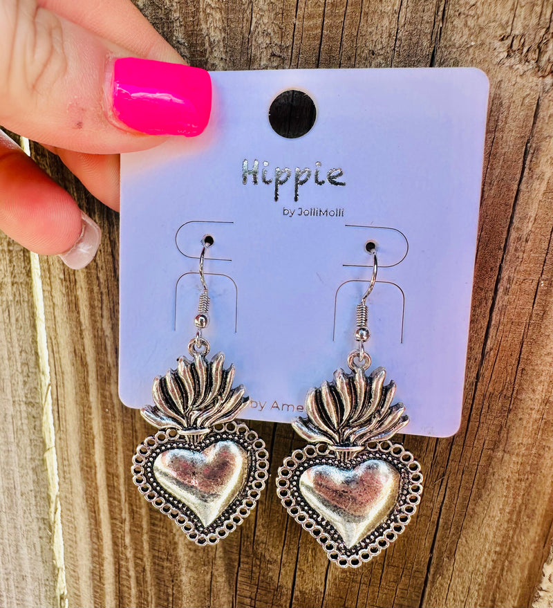 Silver Heart Earrings Vintage