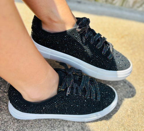 Dolce Black Rhinestone Sneakers