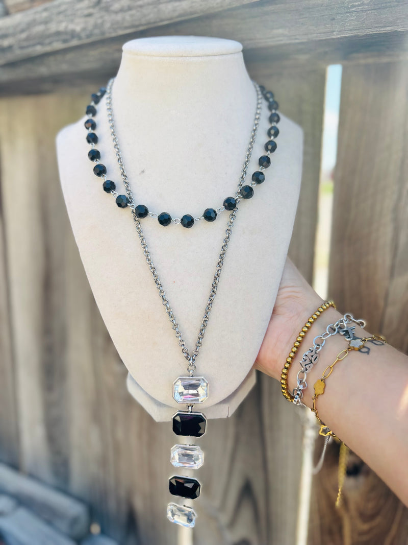 Double Clear & Black Necklace