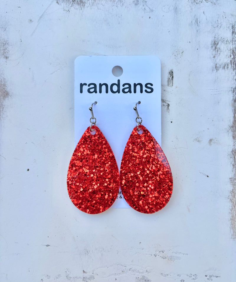 Red Glitter Acrylic Earrings