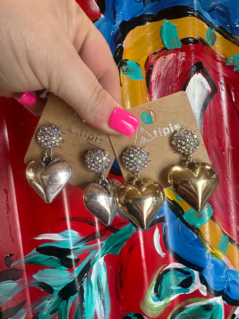 Rhinestone Heart Earrings