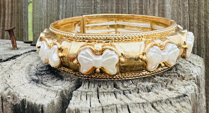 Gold Bow Stretch Bracelet