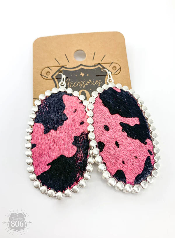 Pink hide earrings