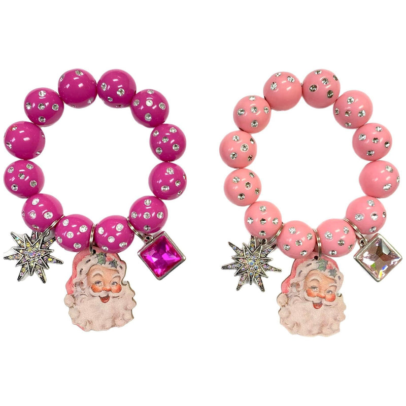 Pink Santa Stretch Charm Bracelet