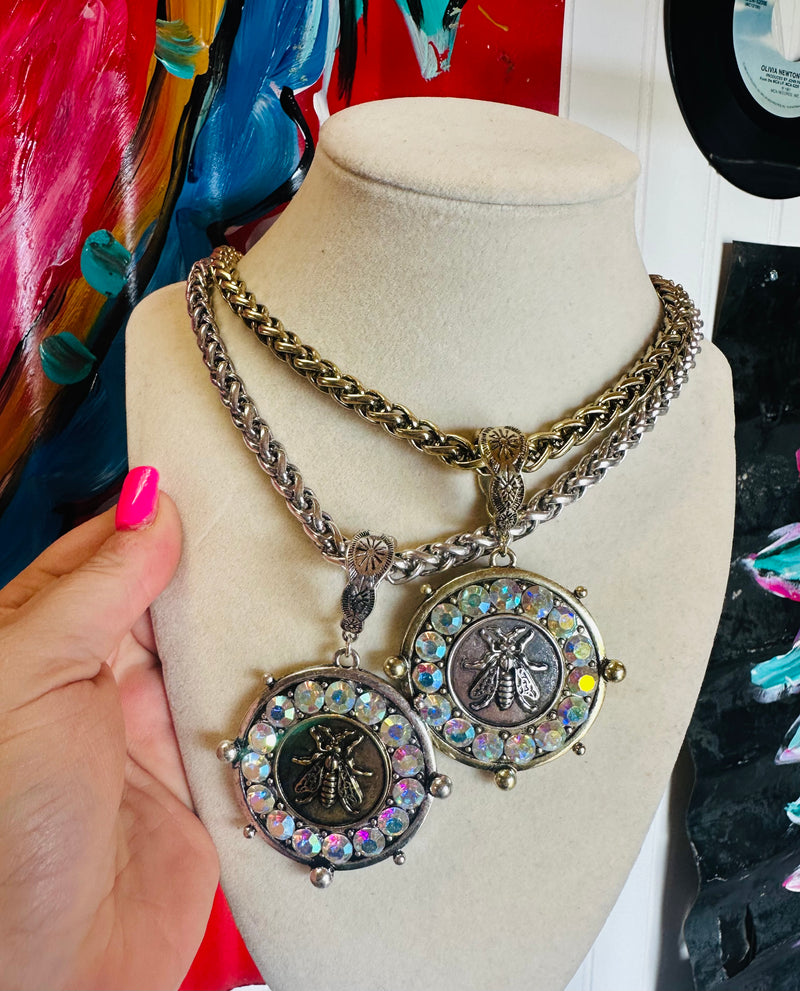 Rhinestone Bee Necklace