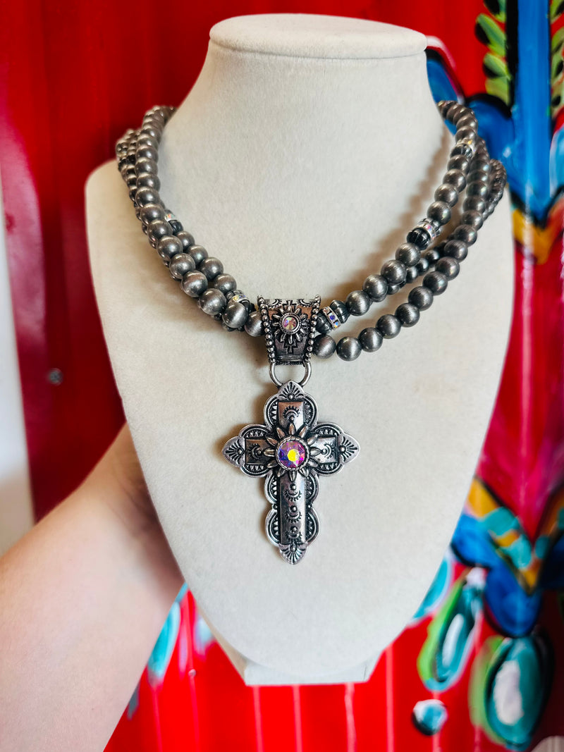 On The Edge Cross Necklace