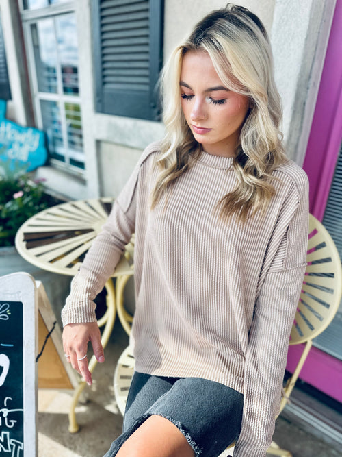 Taupe Ribbed Top