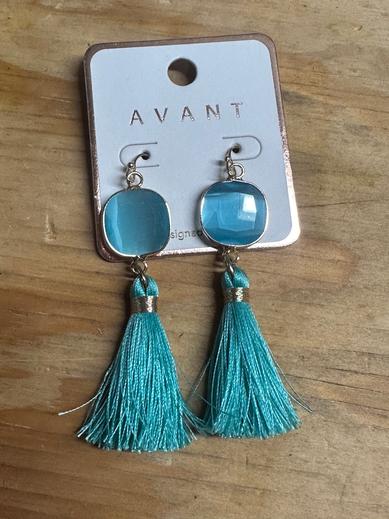 Blue Tassle Earrings