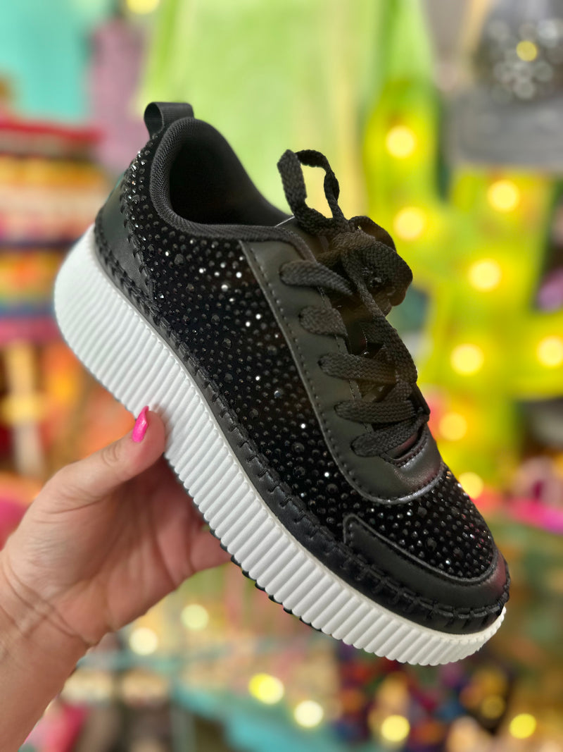 Dune Rhinestone Sneakers - Black