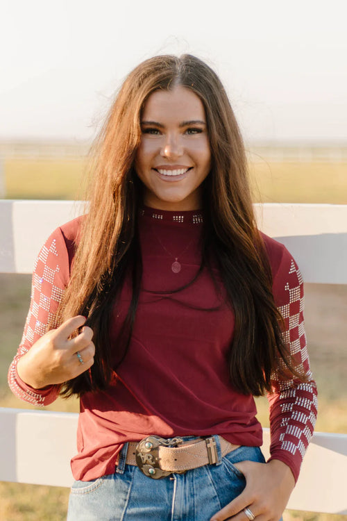 Checked In Maroon Mesh
