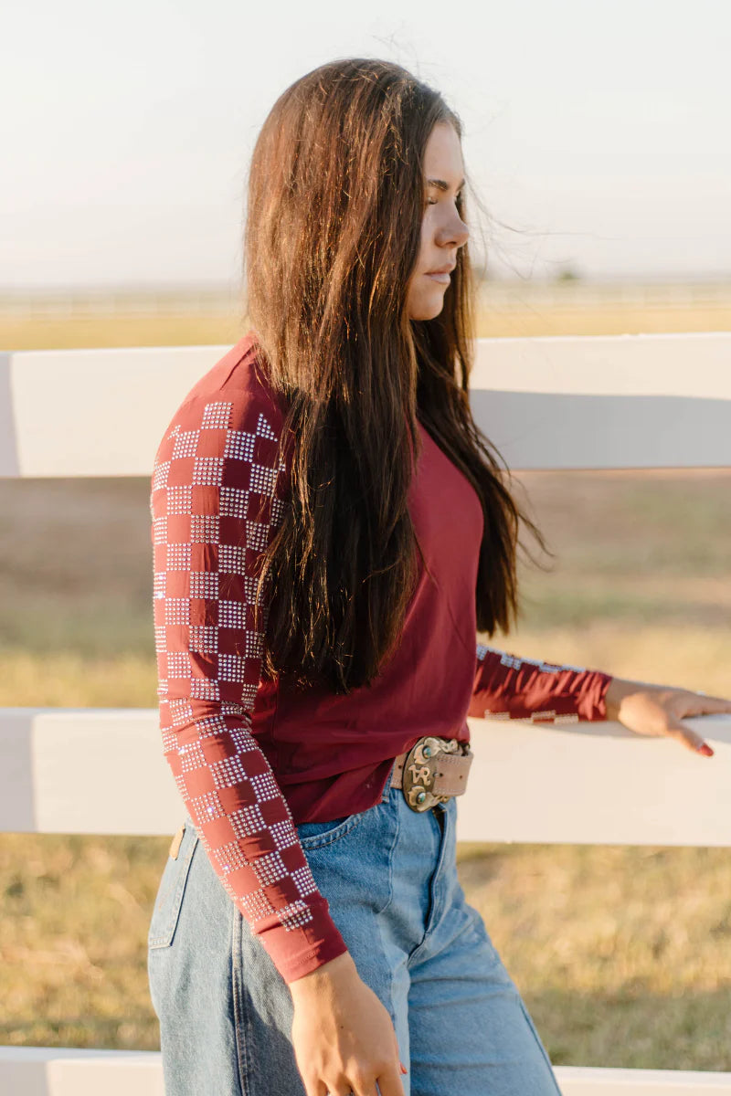 Checked In Maroon Mesh