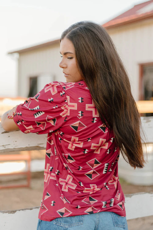 Berry Aztec Top