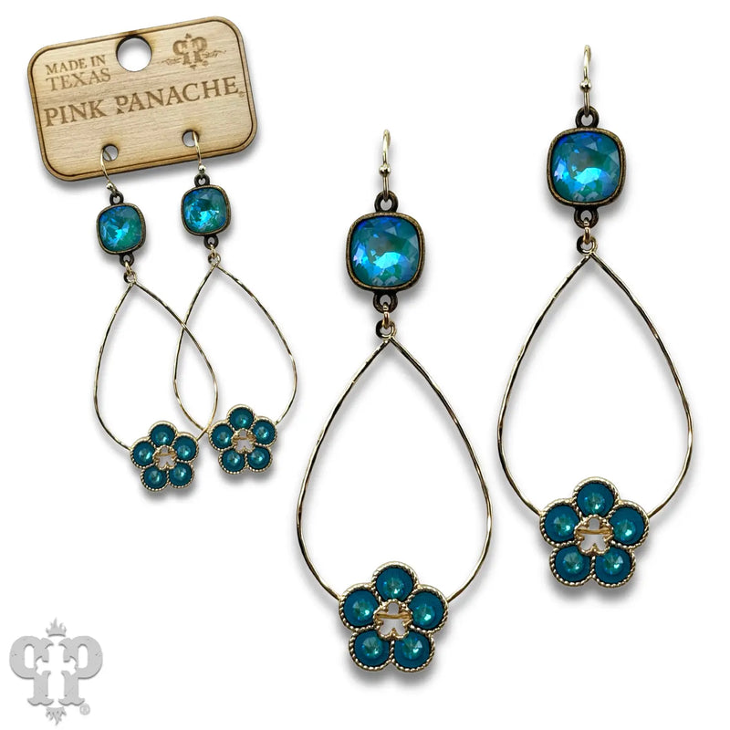 Charming Flower Earrings - Turquoise