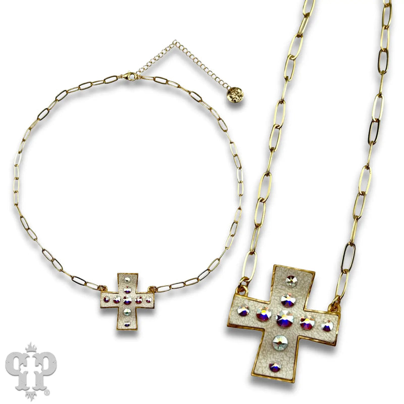 White Cross Necklace