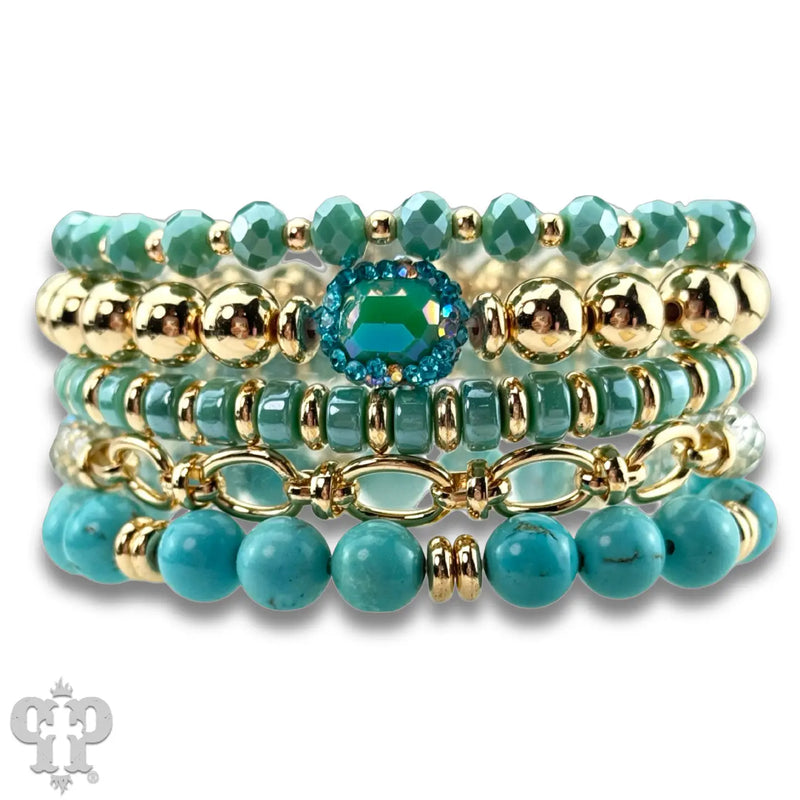 On The Dark Side Bracelet Set - Turquoise