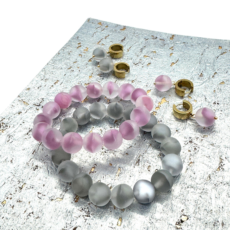 Sugarcloud Givré Glass Huggie Drop Earrings