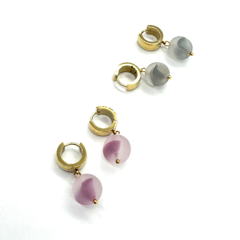 Sugarcloud Givré Glass Huggie Drop Earrings