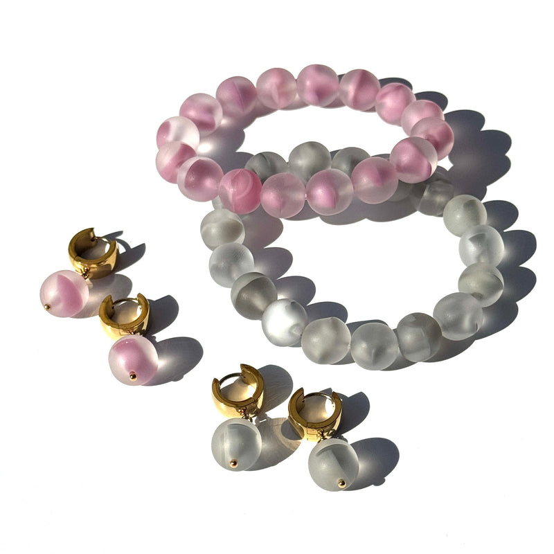 Sugarcloud Givré Glass Huggie Drop Earrings