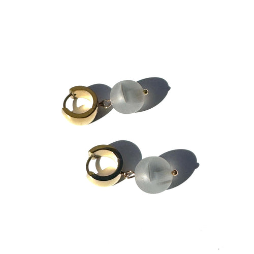 Sugarcloud Givré Glass Huggie Drop Earrings