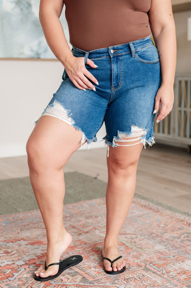 Kelsey Mid Rise Distressed Judy Blue Shorts