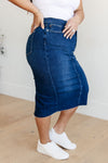 Marcy High Rise Denim Midi Skirt Judy Blue