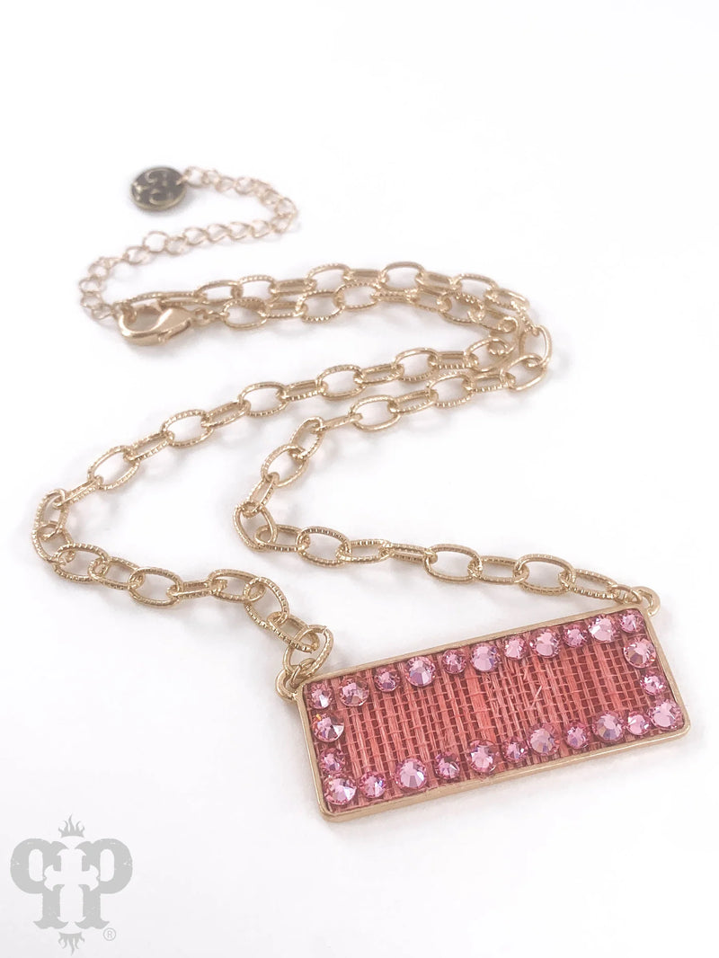 Rectangle Stone Necklace - Coral