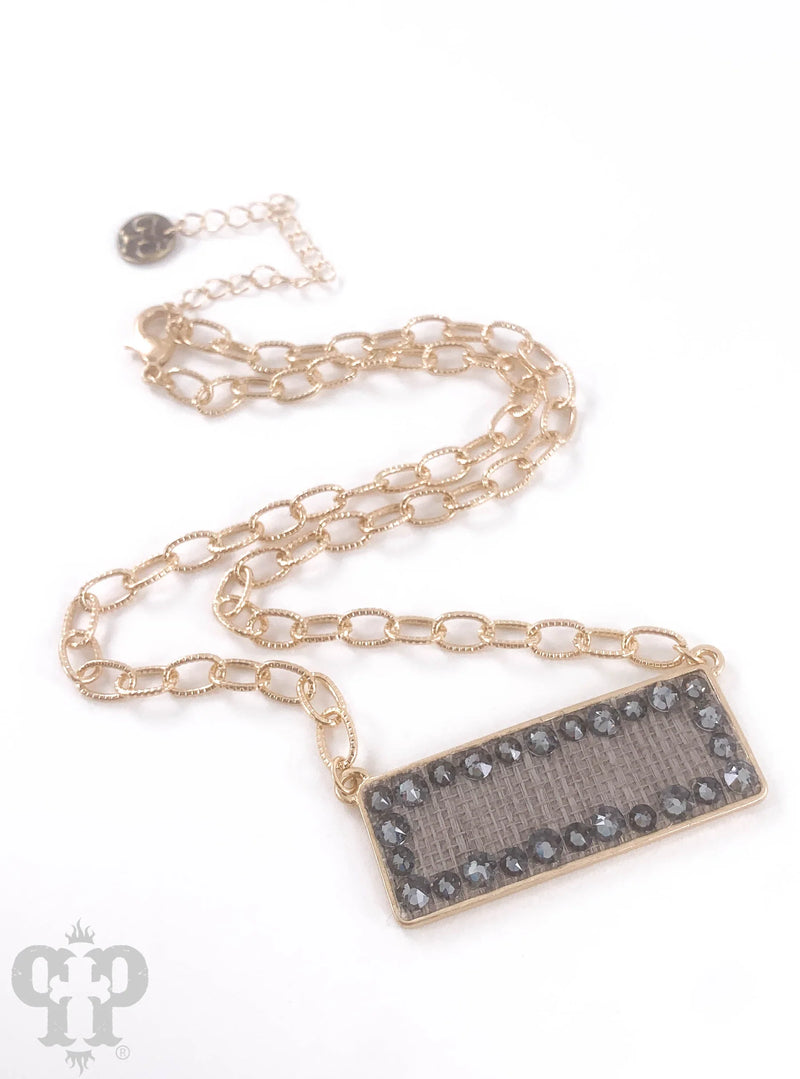 Rectangle Stone Necklace - Black