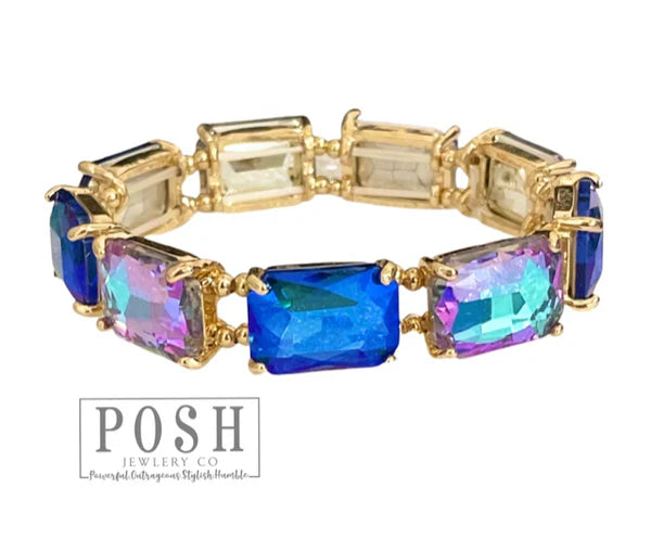 Rectangle Stone Stretch Bracelet Blue