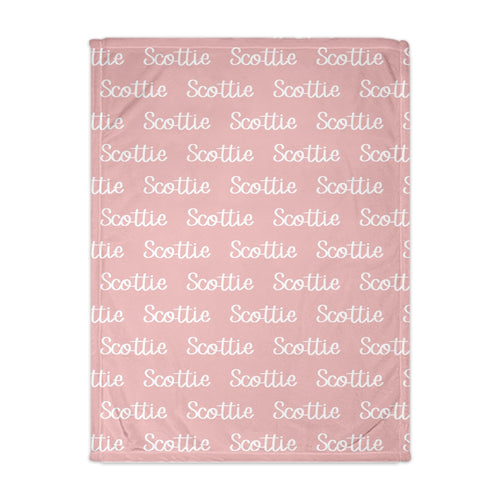 Pink 50 x 60 Kids Personalized Name Repeating Blanket