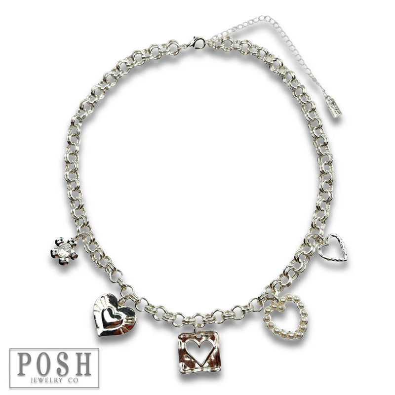 Flirty Charm Necklace - Silver
