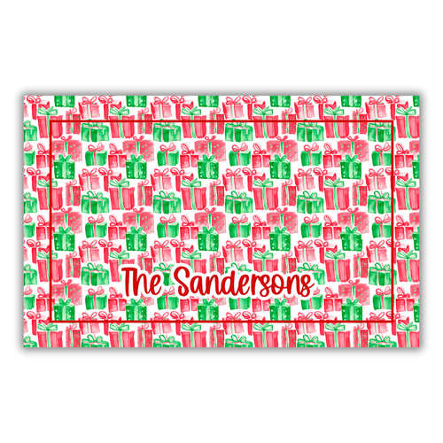 Red and Green Christmas Gifts Personalized Door Mat