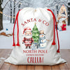 Santa & Snowman Friends Christmas Sack