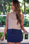 Solid Navy Skort
