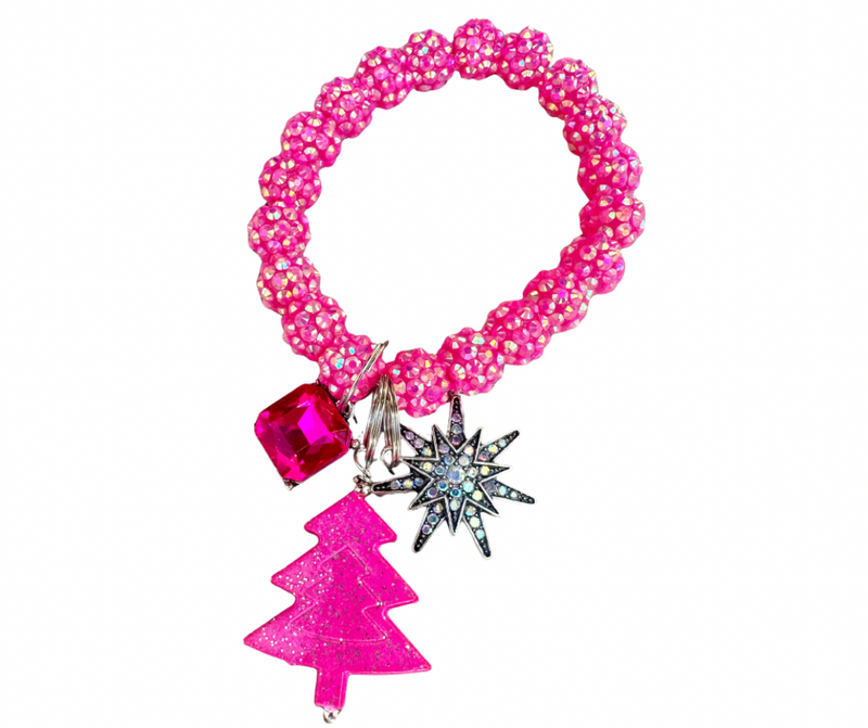 Single Pave Pink Ball Tree Bracelet