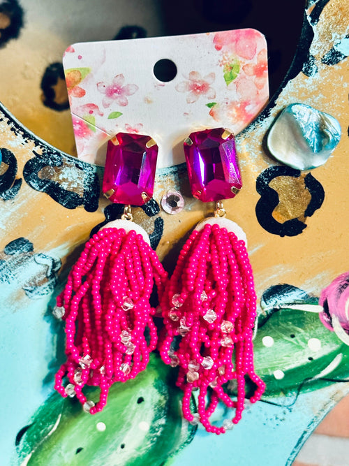 A Lady Out There Hot Pink Earrings Rockin The Lace Boutique