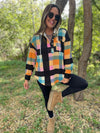 Rainbow Plaid Button Hoodie