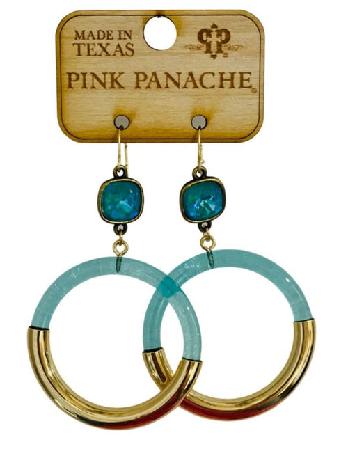 Aqua & Bronze Hoop Earrings - Pink Panache Rockin The Lace Boutique