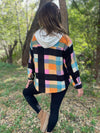 Rainbow Plaid Button Hoodie