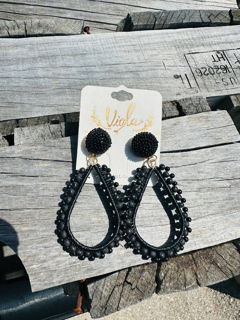 Black Beaded Earrings Rockin The Lace Boutique
