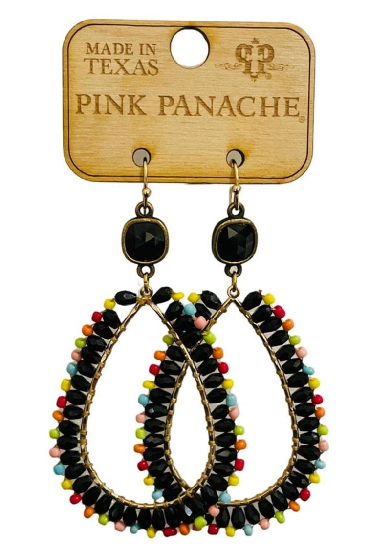 Black Colorful Beaded Tear Drops - Pink Panache Rockin The Lace Boutique