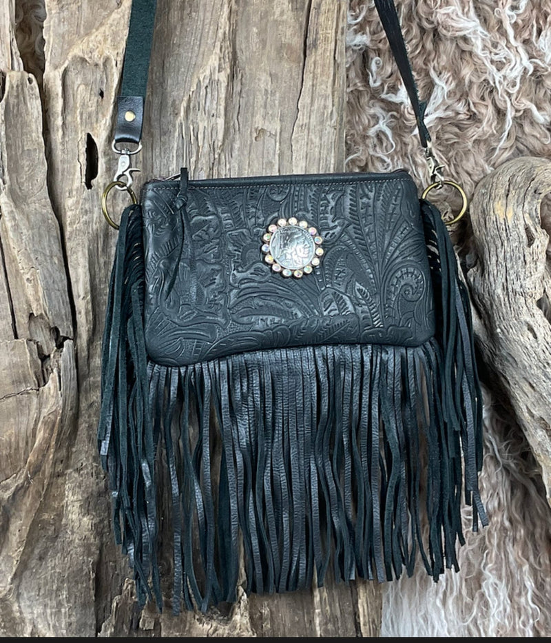 Black Paisley Tooled Crossbody Rockin The Lace Boutique