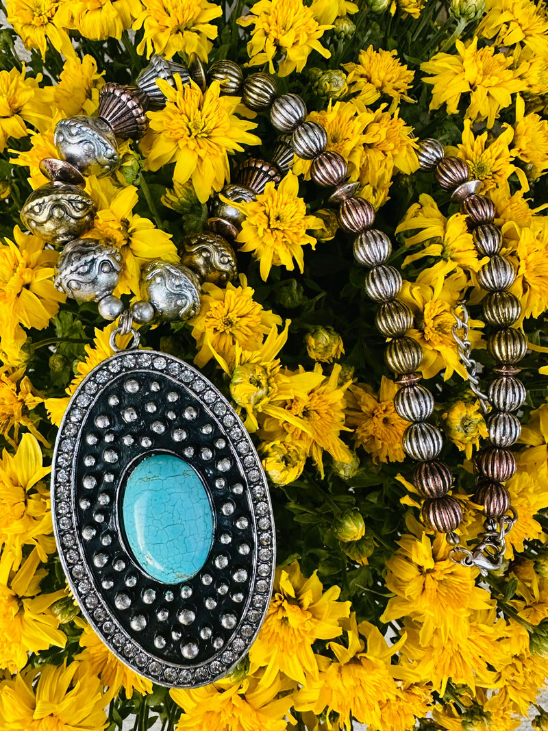 Blakely Turquoise Stone Necklace Rockin The Lace Boutique