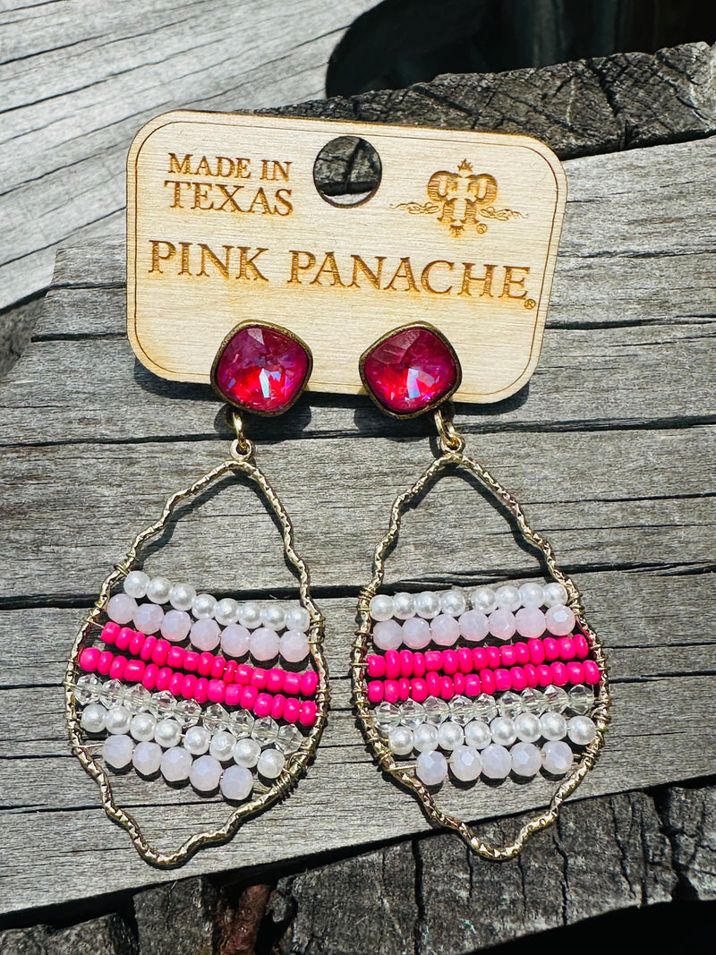 Brooke Pink Beaded Earrings - Pink Panache Rockin The Lace Boutique