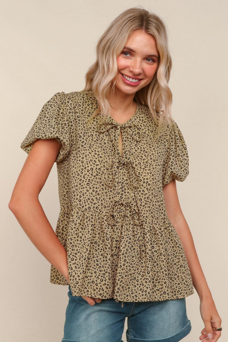 Lover For Bows Top - BROWN Leopard