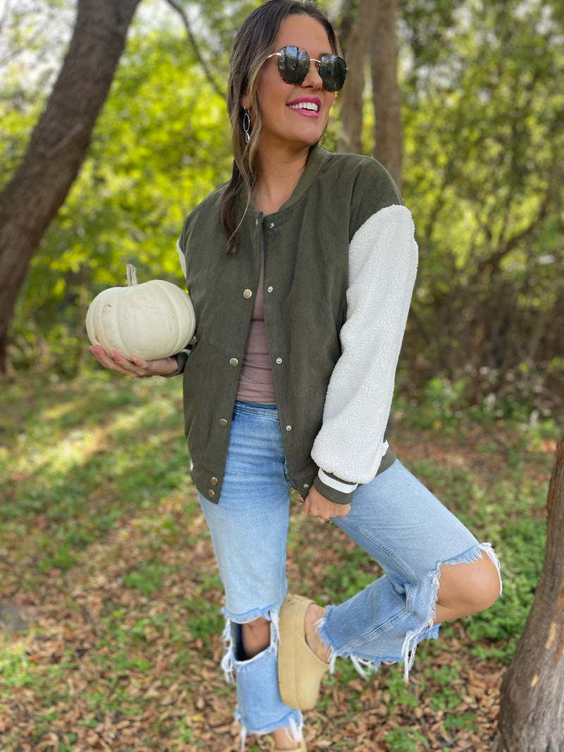 Corduroy Bomber Jacket in Two Colors