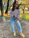 Aspen Striped Sleeve Sweater in Four Colors