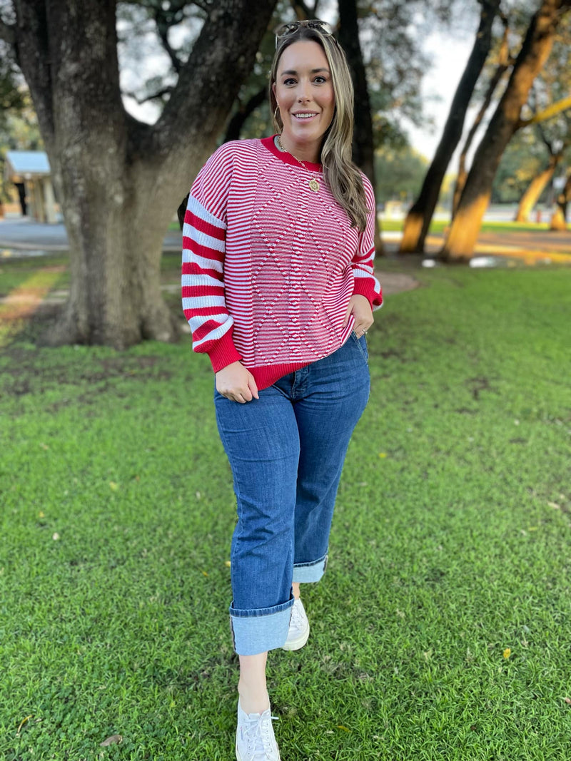 Aspen Striped Sleeve Sweater in Four Colors